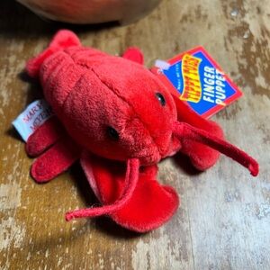 Lobster finger puppet plush.  Mary Meyer 1995